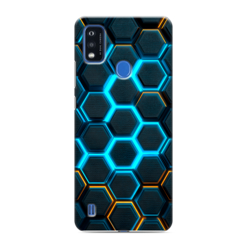 Силиконовый чехол на ZTE Blade A51 с принтом Неоновые соты