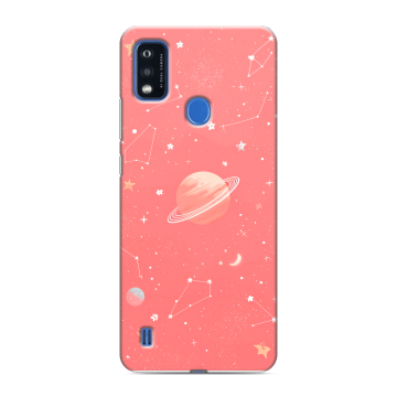 Силиконовый чехол на ZTE Blade A51 с принтом Розовый космос