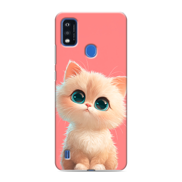 Силиконовый чехол на ZTE Blade A51 с принтом Розовый котенок