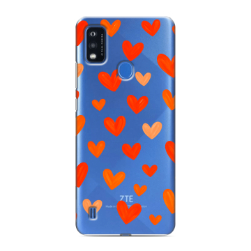 Силиконовый чехол на ZTE Blade A51 с принтом Сердечки