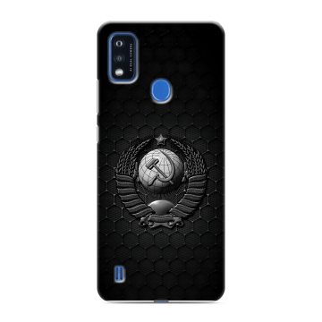 Силиконовый чехол на ZTE Blade A51 с принтом Герб Флаг СССР