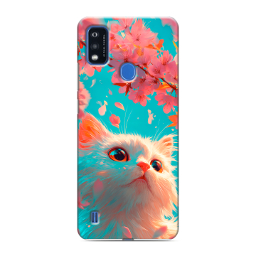 Силиконовый чехол на ZTE Blade A51 с принтом Красивый кот