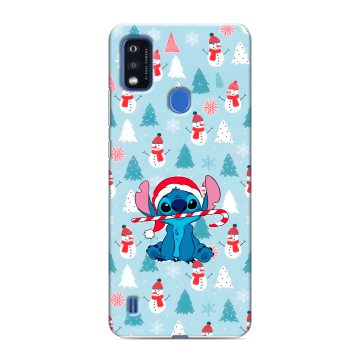 Силиконовый чехол на ZTE Blade A51 с принтом Стич Новый год