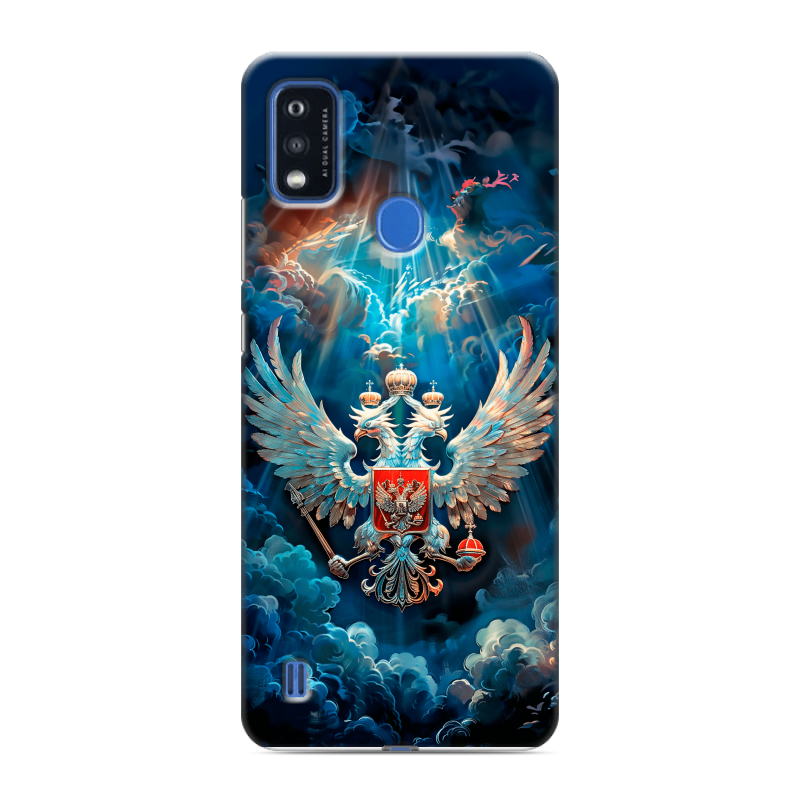 Силиконовый чехол на ZTE Blade A51 с принтом Герб флаг России Силиконовый чехол на ZTE Blade A51 с принтом Герб флаг России