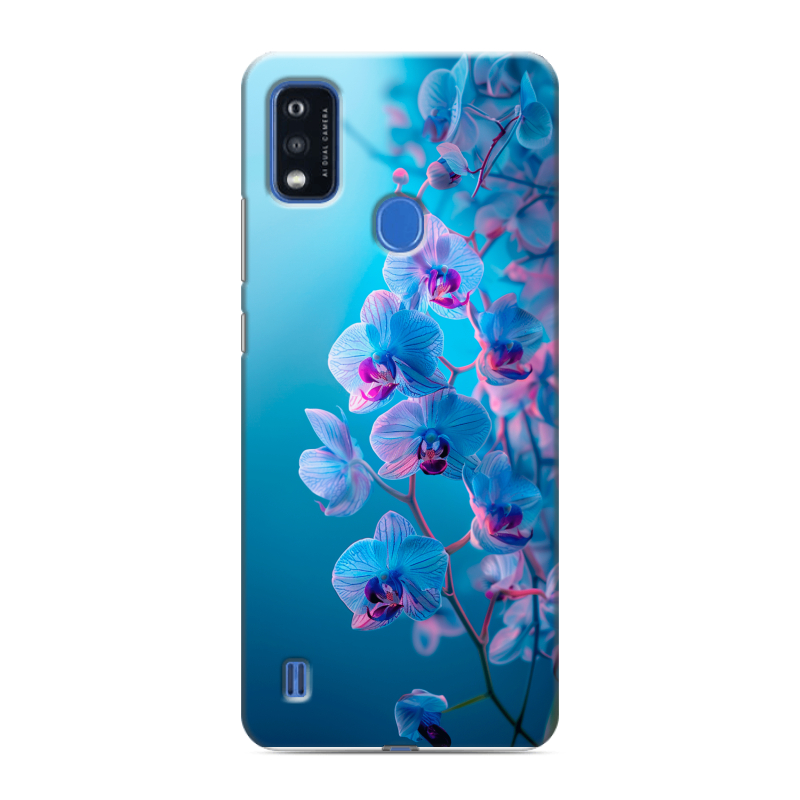 Силиконовый чехол на ZTE Blade A51 с принтом голубые орхидеи Силиконовый чехол на ZTE Blade A51 с принтом голубые орхидеи