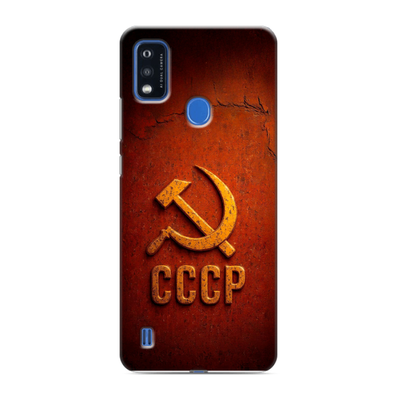 Силиконовый чехол на ZTE Blade A51 с принтом Флаг Герб СССР Силиконовый чехол на ZTE Blade A51 с принтом Флаг Герб СССР