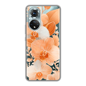 Силиконовый чехол на Huawei Honor 50 с принтом Бежевые цветы Силиконовый чехол на Huawei Honor 50 с принтом Бежевые цветы
