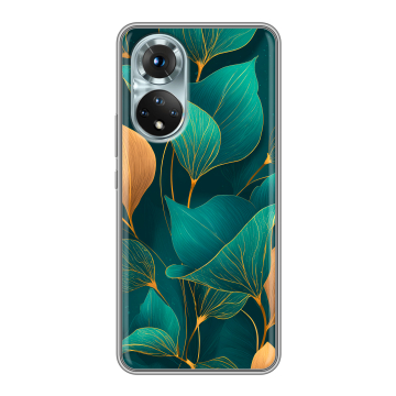 Силиконовый чехол на Huawei Honor 50 с принтом Листья и золото Силиконовый чехол на Huawei Honor 50 с принтом Листья и золото