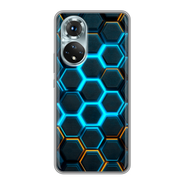Силиконовый чехол на Huawei Honor 50 с принтом Неоновые соты Силиконовый чехол на Huawei Honor 50 с принтом Неоновые соты
