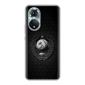 Силиконовый чехол на Huawei Honor 50 с принтом Герб Флаг СССР