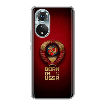 Силиконовый чехол на Huawei Honor 50 с принтом Флаг Герб СССР
