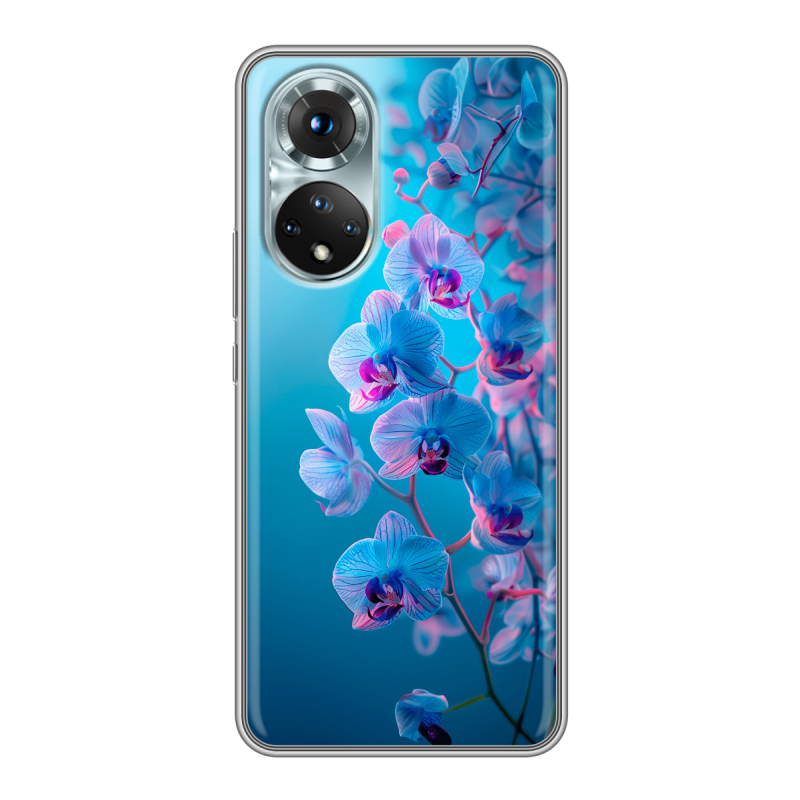Силиконовый чехол на Huawei Honor 50 с принтом голубые орхидеи Силиконовый чехол на Huawei Honor 50 с принтом голубые орхидеи
