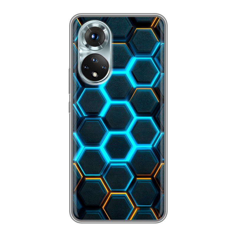 Силиконовый чехол на Huawei Honor 50 с принтом Неоновые соты Силиконовый чехол на Huawei Honor 50 с принтом Неоновые соты