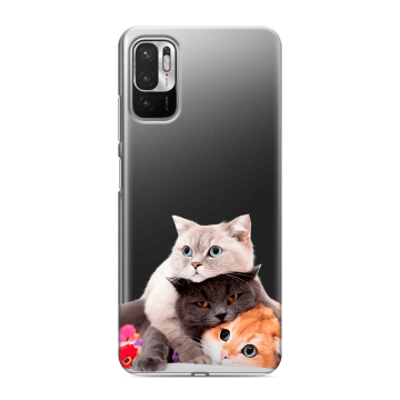 Силиконовый чехол на Xiaomi RedMi Note 10T с принтом Кошки Силиконовый чехол на Xiaomi RedMi Note 10T с принтом Кошки