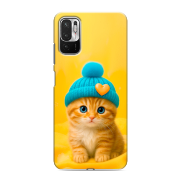 Силиконовый чехол на Xiaomi RedMi Note 10T с принтом Котенок в шапке Силиконовый чехол на Xiaomi RedMi Note 10T с принтом Котенок в шапке