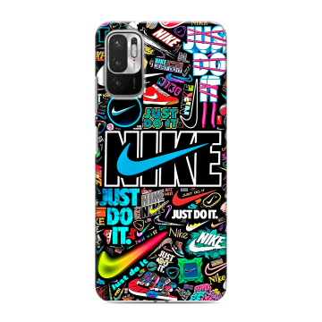 Силиконовый чехол на Xiaomi RedMi Note 10T с принтом найк nike черный