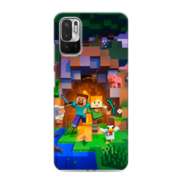 Силиконовый чехол на Xiaomi RedMi Note 10T с принтом Майнкрафт Minecraft