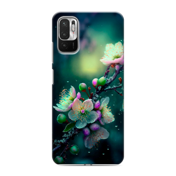 Силиконовый чехол на Xiaomi RedMi Note 10T с принтом Цветы и мрамор Силиконовый чехол на Xiaomi RedMi Note 10T с принтом Цветы и мрамор