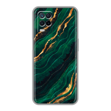 Силиконовый чехол на Realme 8 5G с принтом Мрамор зеленое золото Силиконовый чехол на Realme 8 5G с принтом Мрамор зеленое золото