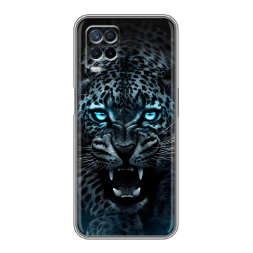 Силиконовый чехол на Realme 8 5G с принтом Темный леопард Силиконовый чехол на Realme 8 5G с принтом Темный леопард