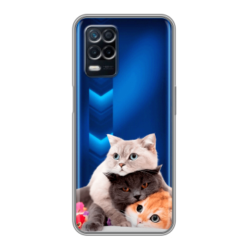 Силиконовый чехол на Realme 8 5G с принтом Кошки Силиконовый чехол на Realme 8 5G с принтом Кошки