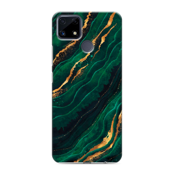 Силиконовый чехол на Realme C25 с принтом Мрамор зеленое золото Силиконовый чехол на Realme C25 с принтом Мрамор зеленое золото