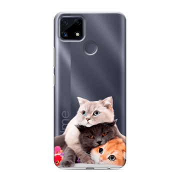 Силиконовый чехол на Realme C25 с принтом Кошки Силиконовый чехол на Realme C25 с принтом Кошки