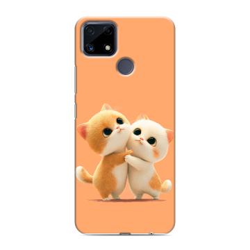 Силиконовый чехол на Realme C25 с принтом Милые котики Силиконовый чехол на Realme C25 с принтом Милые котики