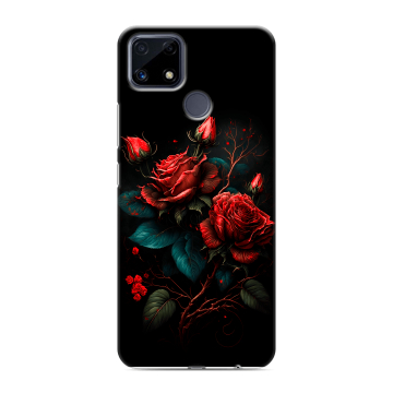 Силиконовый чехол на Realme C25 с принтом Розы красные