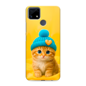 Силиконовый чехол на Realme C25 с принтом Котенок в шапке Силиконовый чехол на Realme C25 с принтом Котенок в шапке
