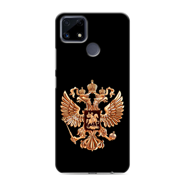 Силиконовый чехол на Realme C25 с принтом Герб России золотой Силиконовый чехол на Realme C25 с принтом Герб России золотой