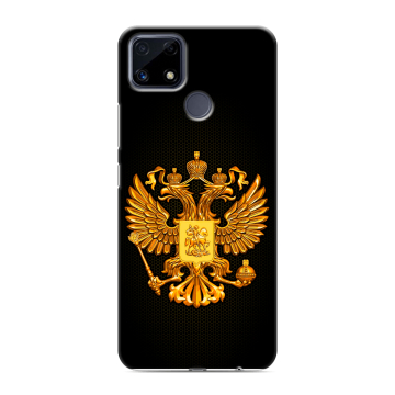 Силиконовый чехол на Realme C25 с принтом Герб России желтый
