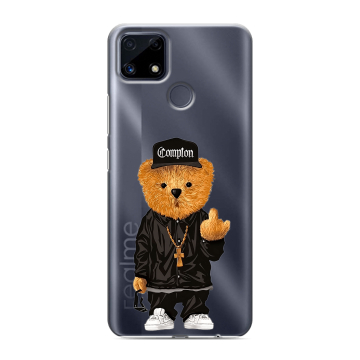 Силиконовый чехол на Realme C25 с принтом Плюшевый медведь
