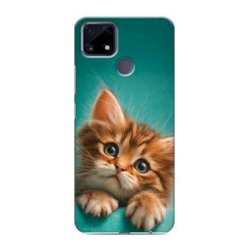 Силиконовый чехол на Realme C25 с принтом котенок