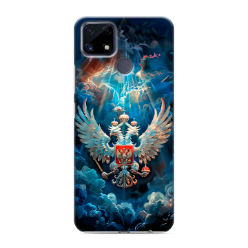 Силиконовый чехол на Realme C25 с принтом Герб флаг России