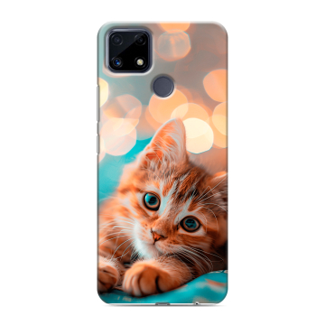 Силиконовый чехол на Realme C25 с принтом котик