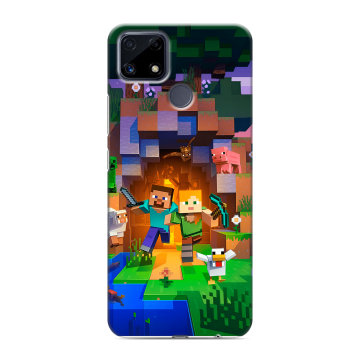 Силиконовый чехол на Realme C25 с принтом Майнкрафт Minecraft Силиконовый чехол на Realme C25 с принтом Майнкрафт Minecraft