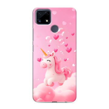 Силиконовый чехол на Realme C25 с принтом Единорог