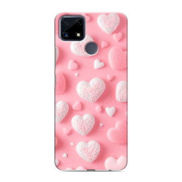 Силиконовый чехол на Realme C25 с принтом Сердечки