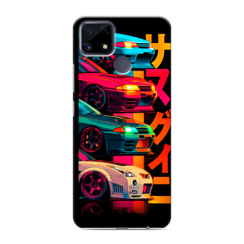 Силиконовый чехол на Realme C25 с принтом Гоночные машины Силиконовый чехол на Realme C25 с принтом Гоночные машины