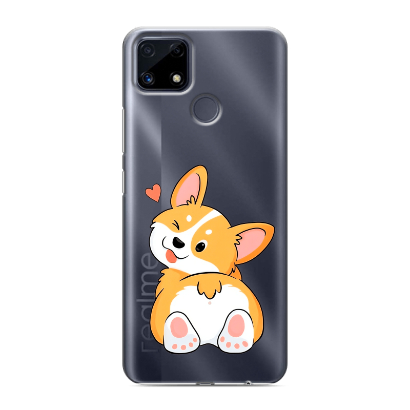 Силиконовый чехол на Realme C25 с принтом Корги Силиконовый чехол на Realme C25 с принтом Корги
