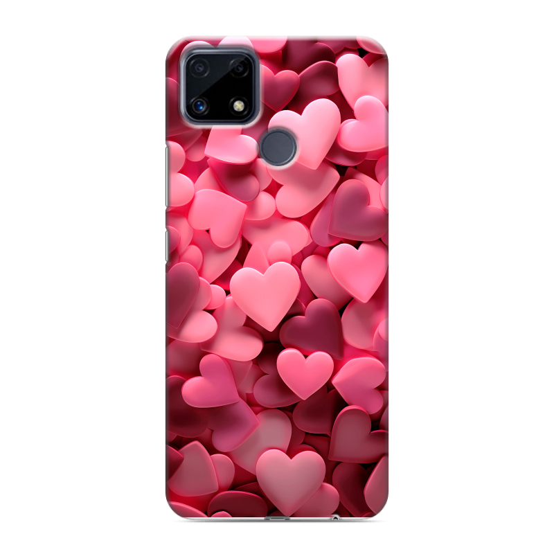 Силиконовый чехол на Realme C25 с принтом розовые сердечки Силиконовый чехол на Realme C25 с принтом розовые сердечки