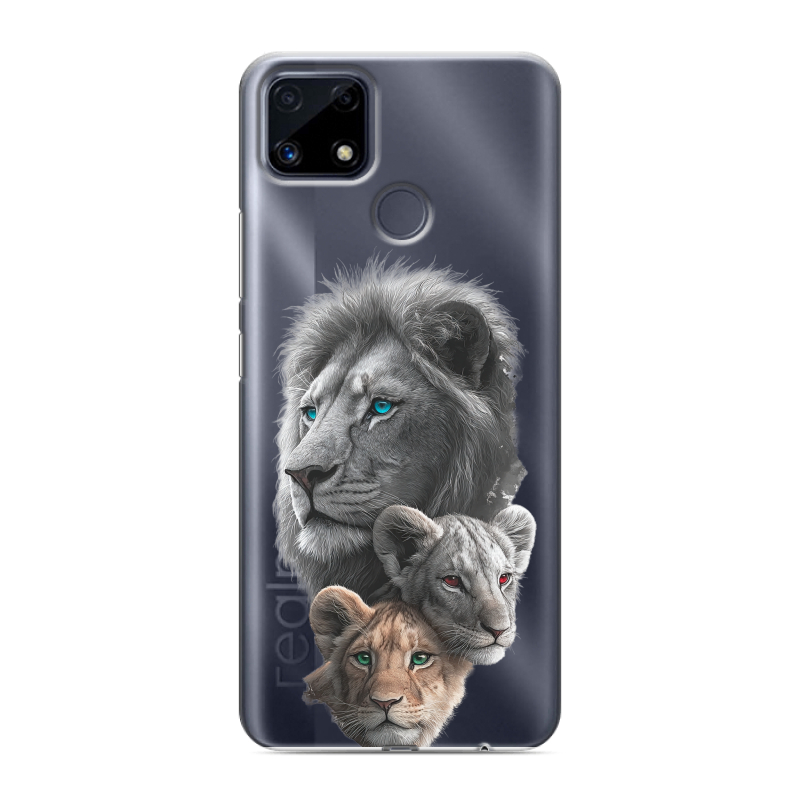 Силиконовый чехол на Realme C25 с принтом Львы Силиконовый чехол на Realme C25 с принтом Львы