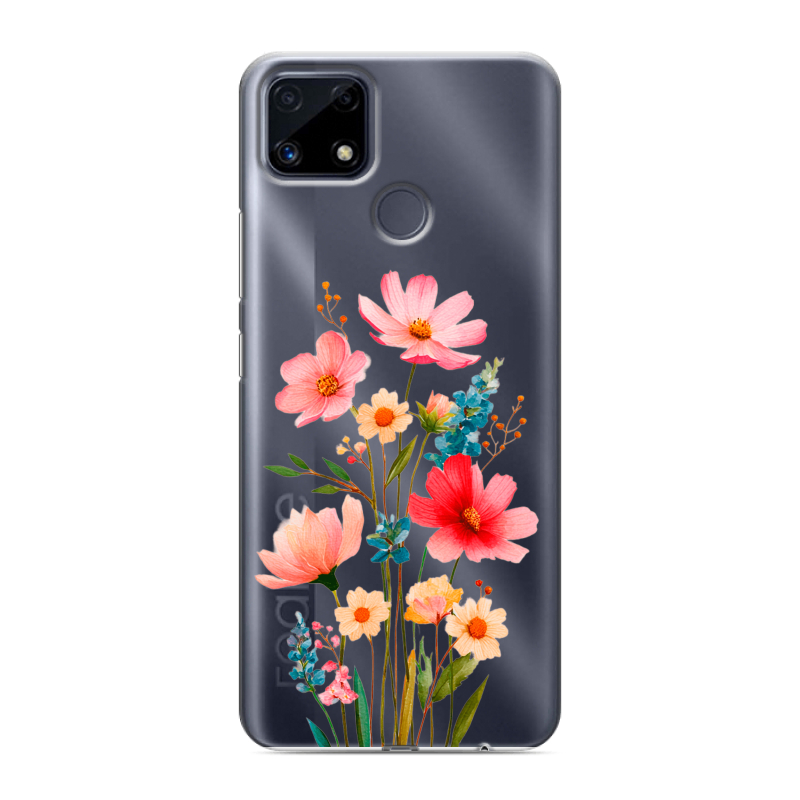 Силиконовый чехол на Realme C25 с принтом Цветы Силиконовый чехол на Realme C25 с принтом Цветы