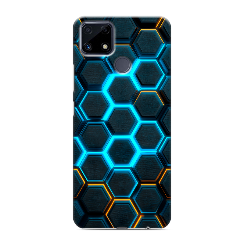 Силиконовый чехол на Realme C25 с принтом Неоновые соты Силиконовый чехол на Realme C25 с принтом Неоновые соты