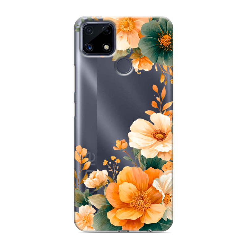 Силиконовый чехол на Realme C25 с принтом Цветы принт Силиконовый чехол на Realme C25 с принтом Цветы принт
