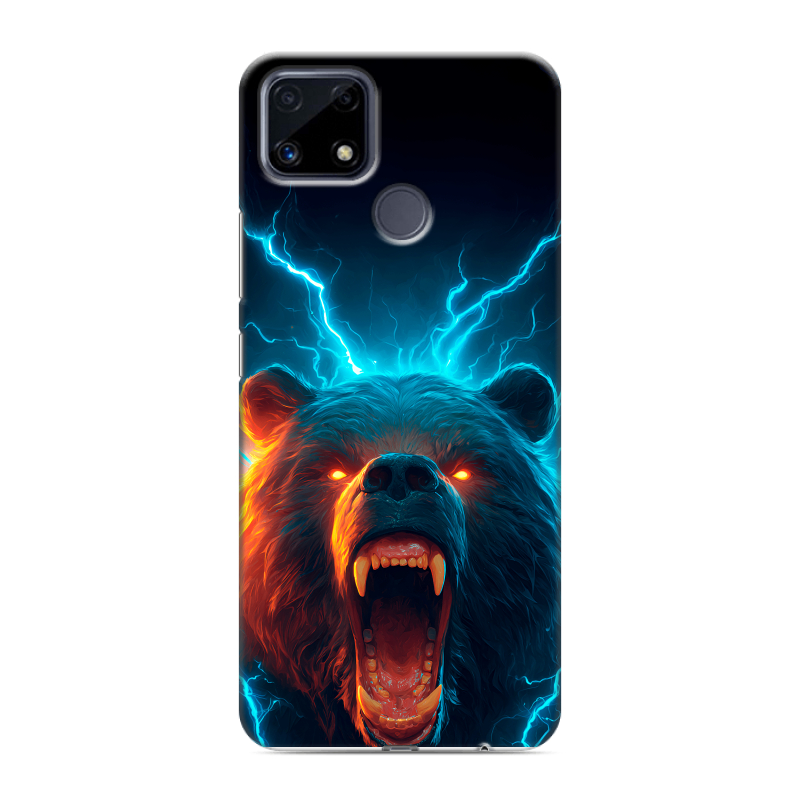 Силиконовый чехол на Realme C25 с принтом Медведь Силиконовый чехол на Realme C25 с принтом Медведь