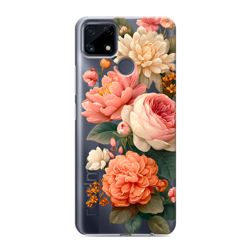Силиконовый чехол на Realme C25 с принтом цветы Силиконовый чехол на Realme C25 с принтом цветы