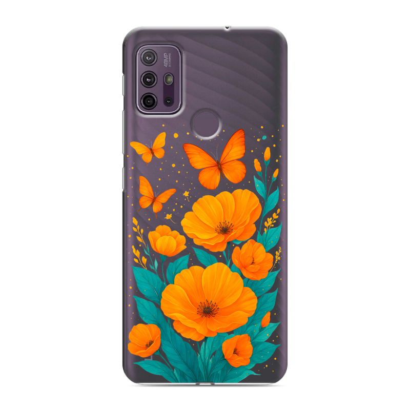 Силиконовый чехол на Lenovo K13 Note с принтом цветы бабочки Силиконовый чехол на Lenovo K13 Note с принтом цветы бабочки