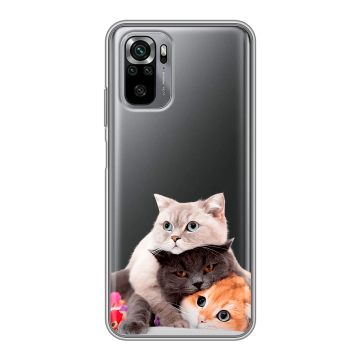 Силиконовый чехол на Xiaomi RedMi Note 10S с принтом Кошки Силиконовый чехол на Xiaomi RedMi Note 10S с принтом Кошки